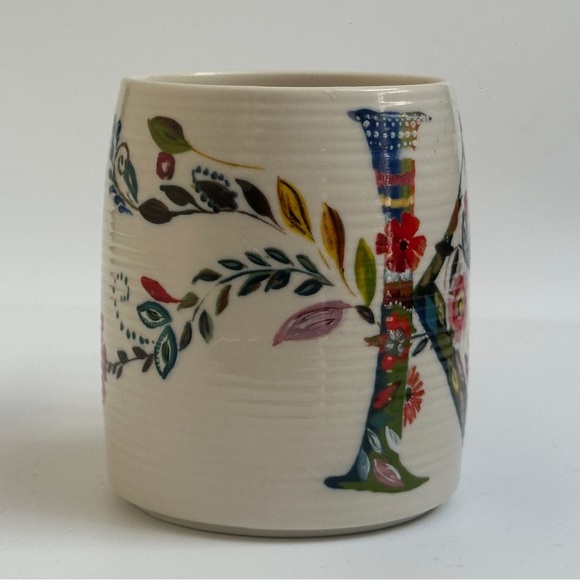 Anthropologie Starla M Halfmann Petal Palette Monogram Letter K Coffee Mug - Picture 2 of 11
